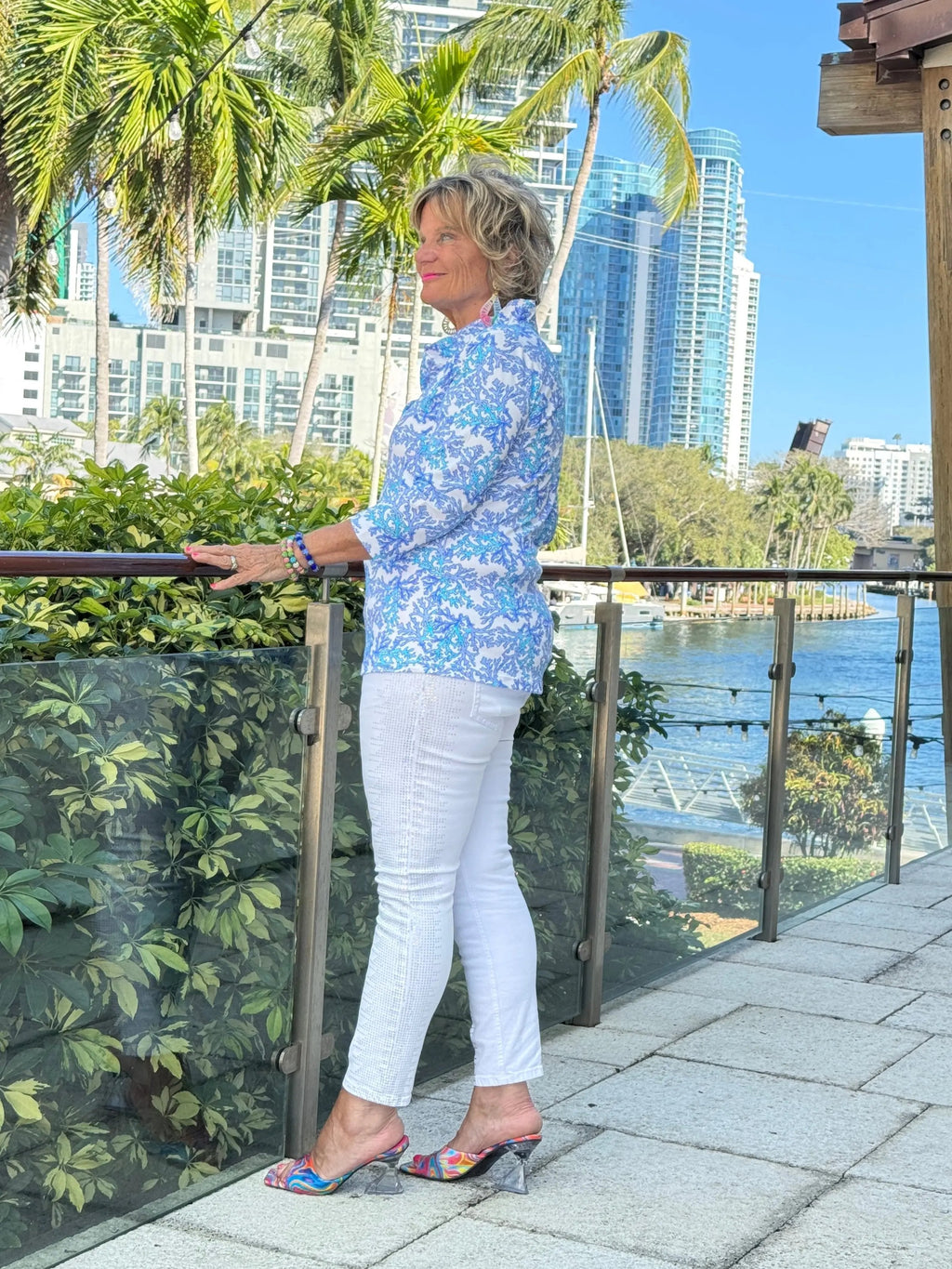 LULU B CORAL BREEZE RUFFLE TOP