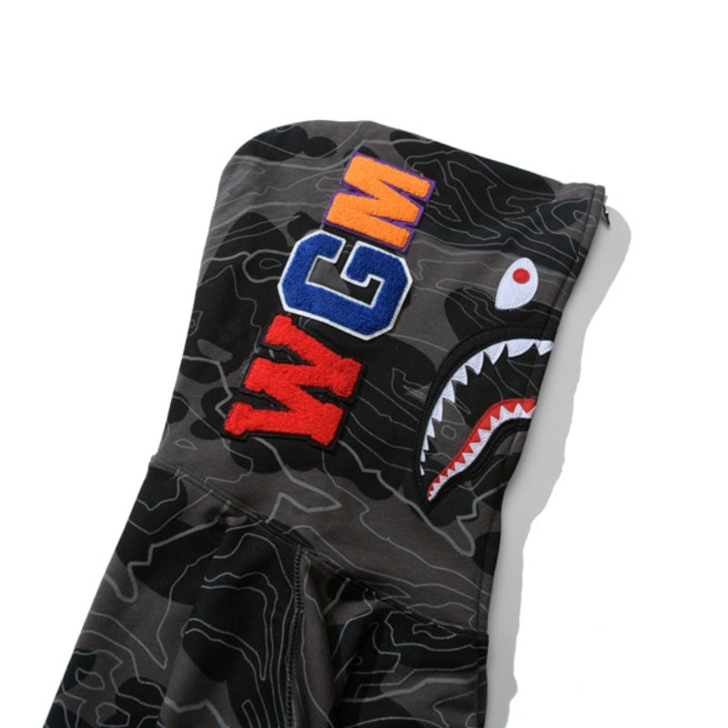 Bathing Ape Hoodie Autumn/Winter Camouflage Shark Hooded Cardigan Sweater Jacket