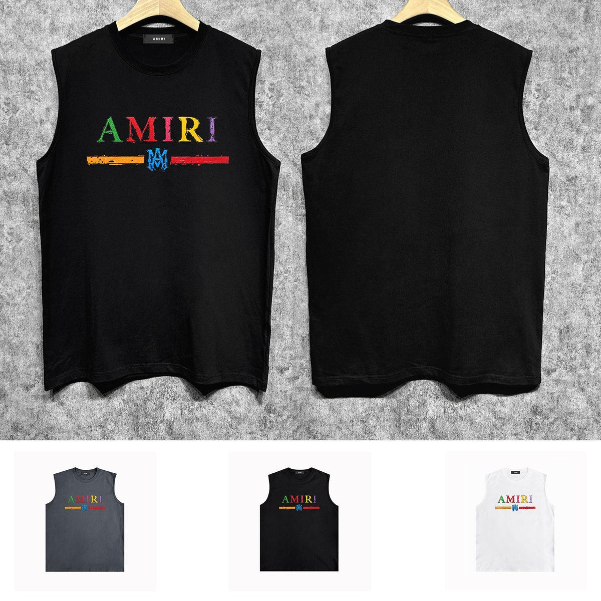 Amiri tank top colorful graffiti letter horizontal stripprinting