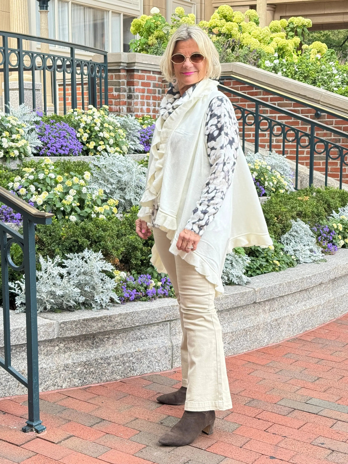 Cream ruffle Vest