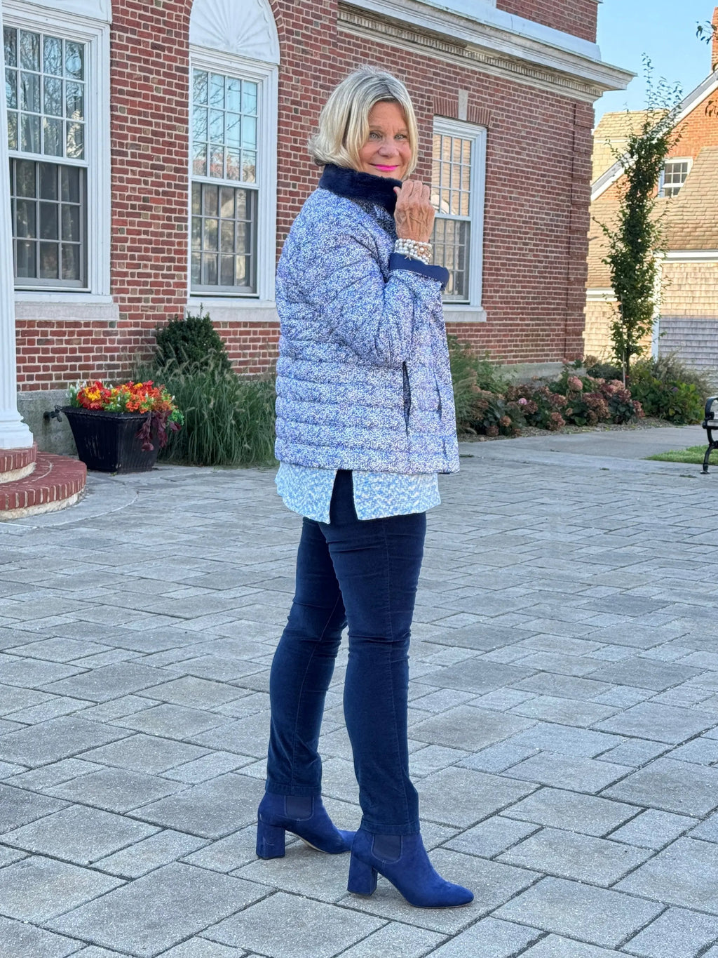LULU-B AUBREY NAVY FAUX FUR JACKET