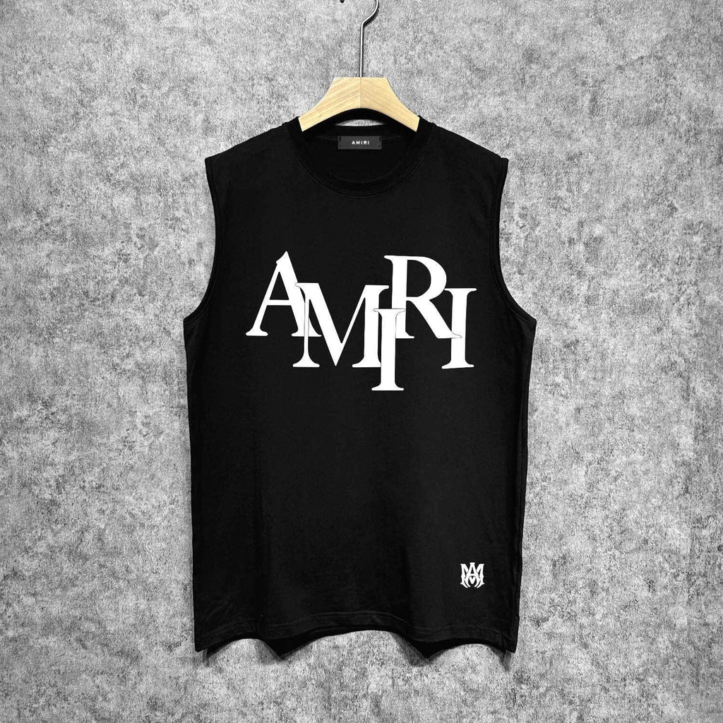 Amiri tank top with overlapping letter foam printing