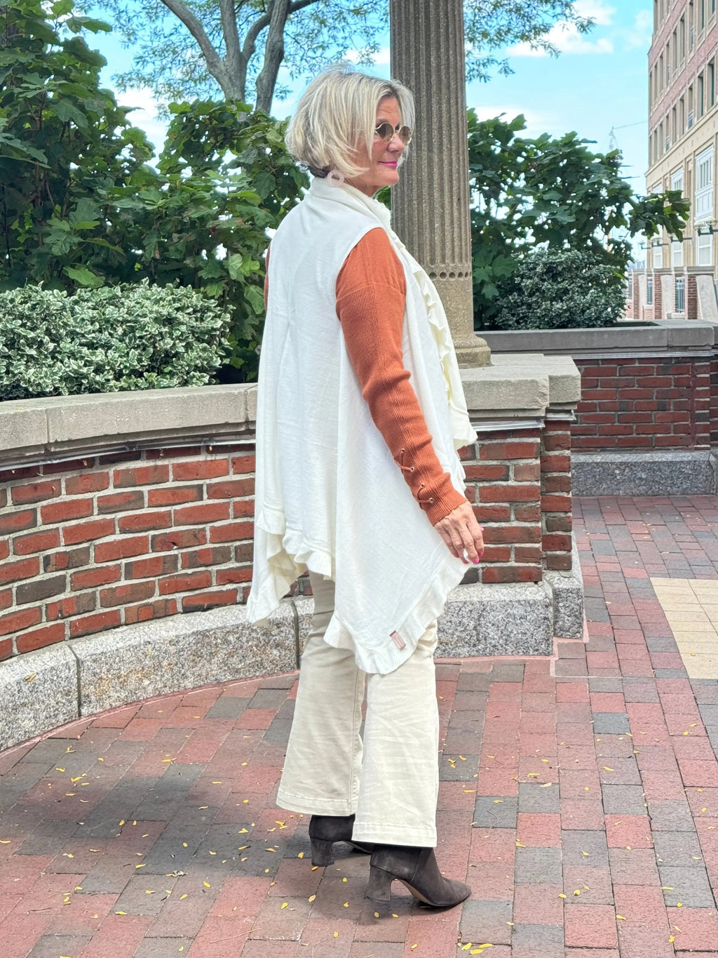 Cream ruffle Vest