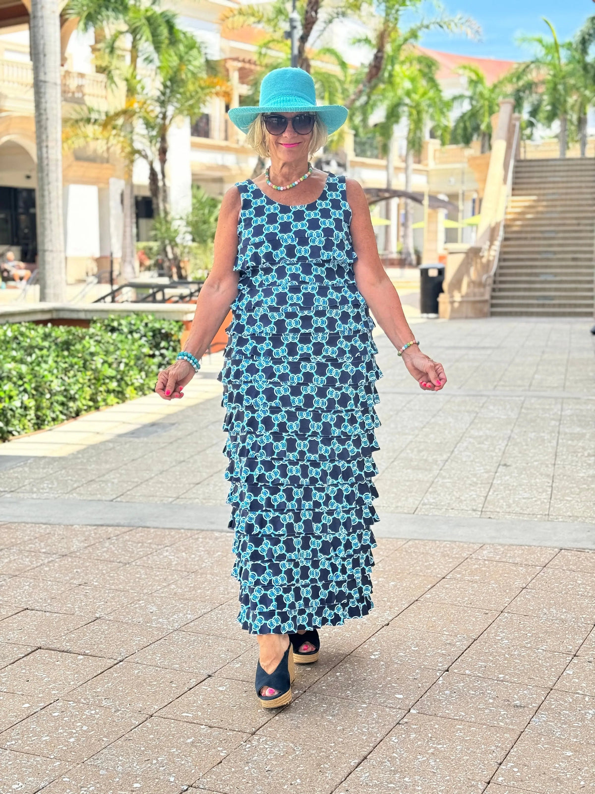 BLUE MEDALLION CHA CHA MAXI DRESS