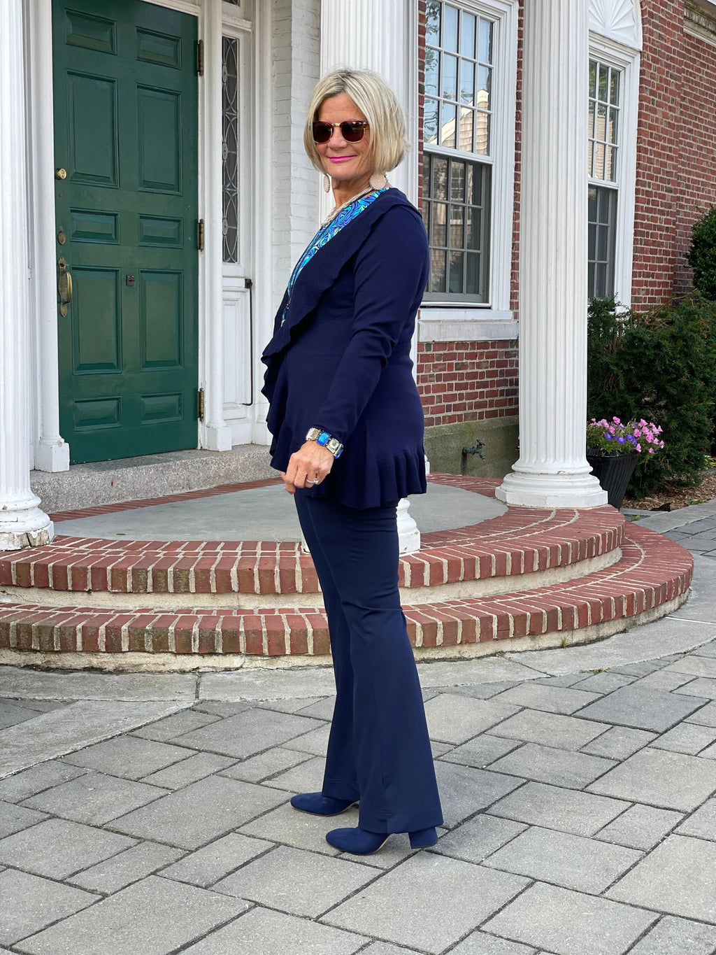 FANTASIA  BLUE V NECK TOP