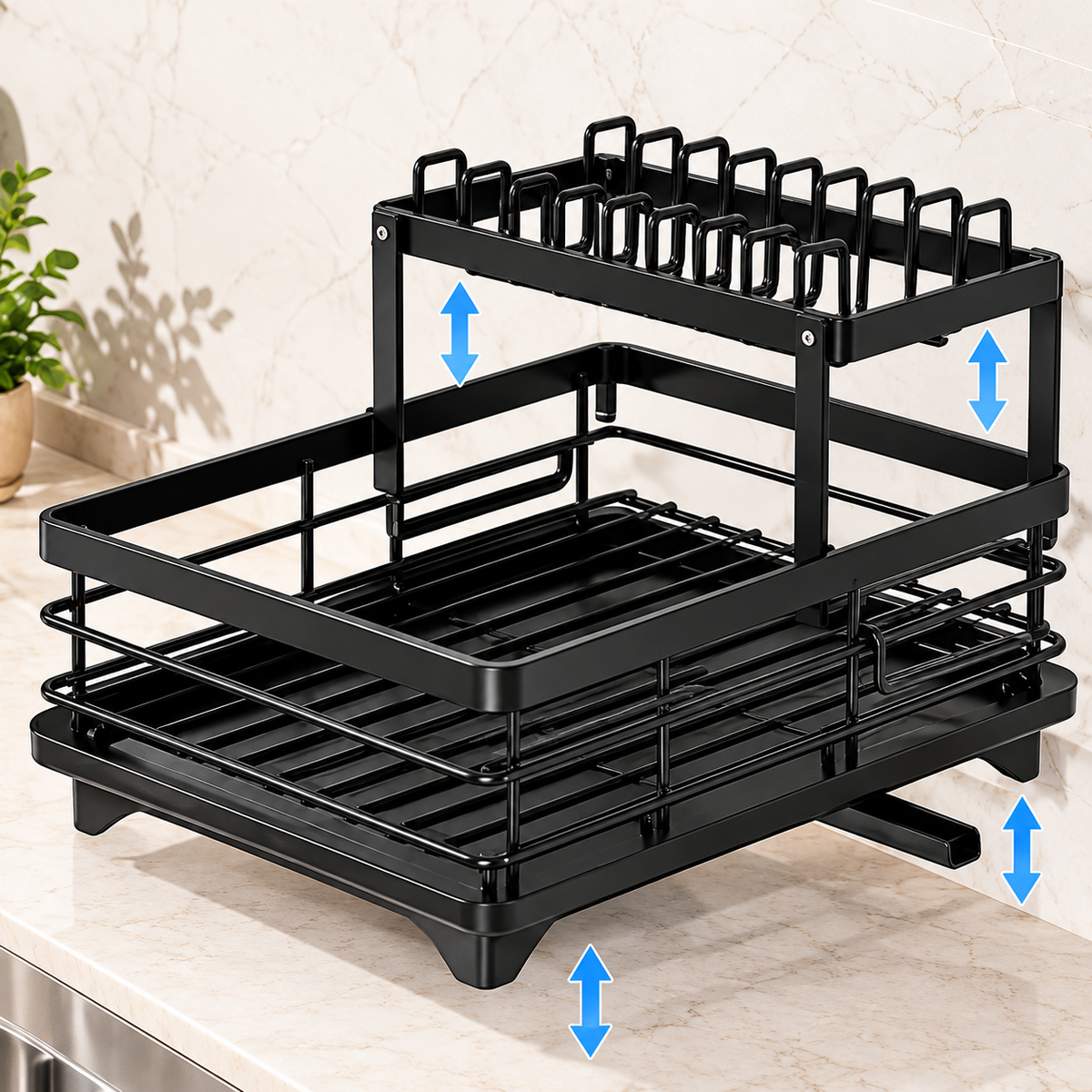 Large Capacity Kitchen Organizer with Drainage Tray