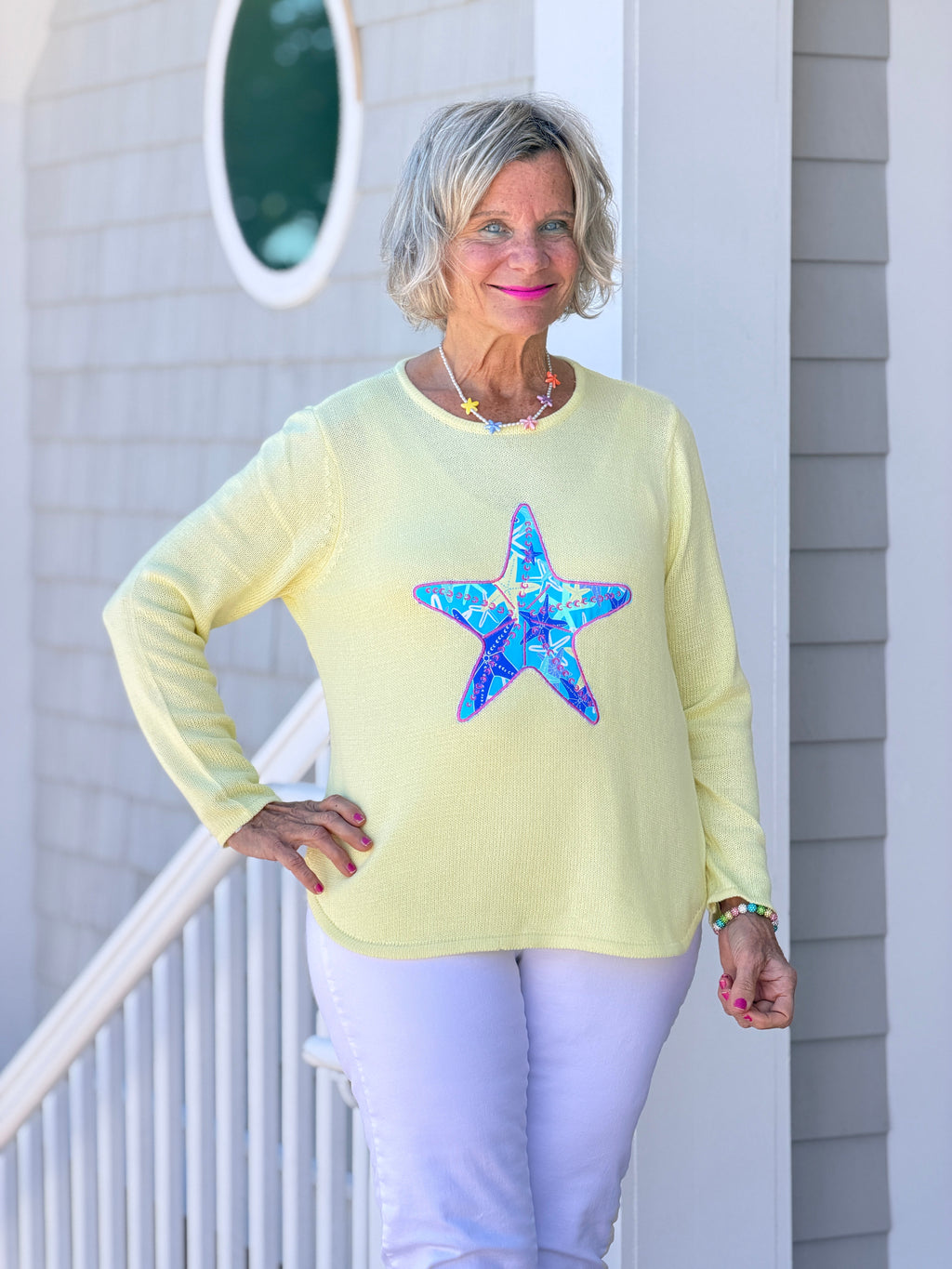 BEACH CLUB YELLOW STARFISH SWEATER