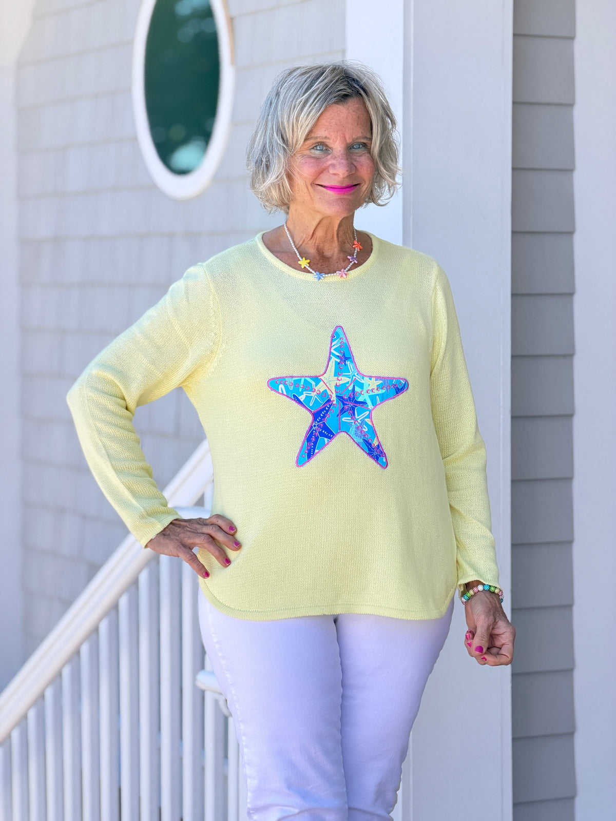 BEACH CLUB YELLOW STARFISH SWEATER
