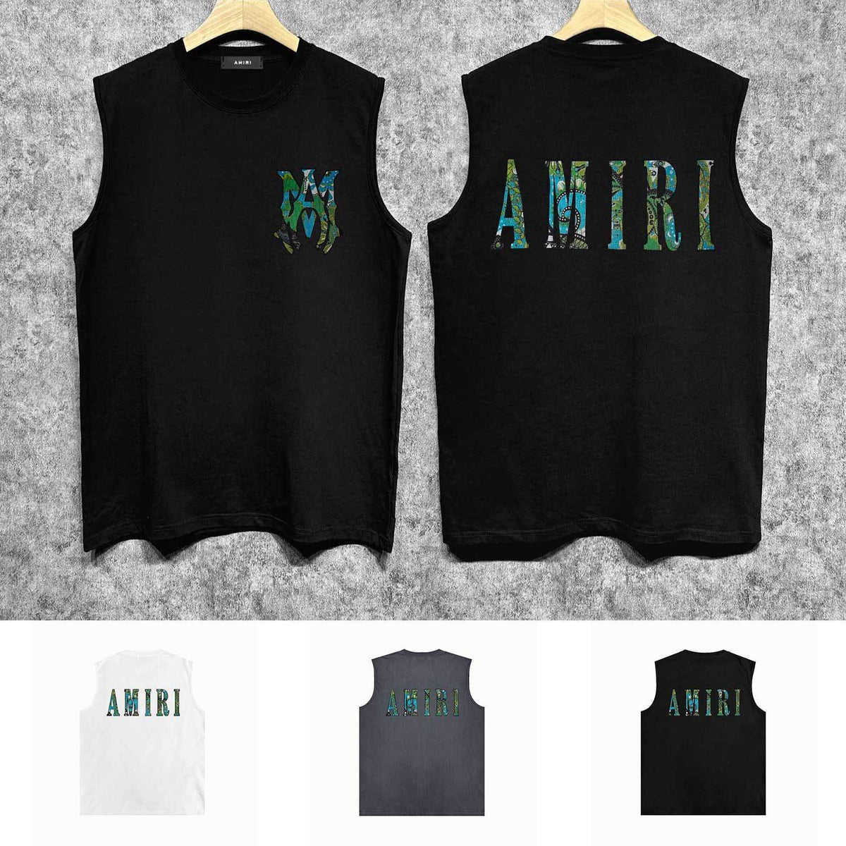 Amiri tank top waist flower camouflage letterprinting