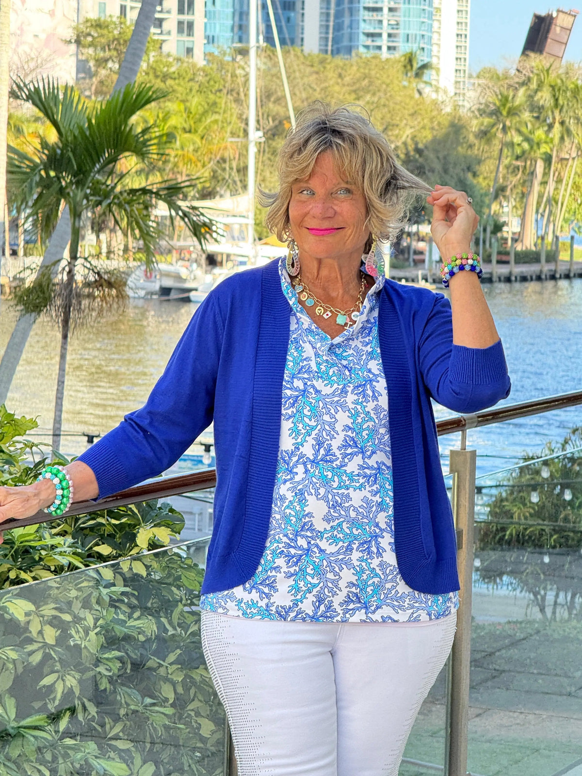LULU B CORAL BREEZE SLEEVELESS RUFFLE TOP