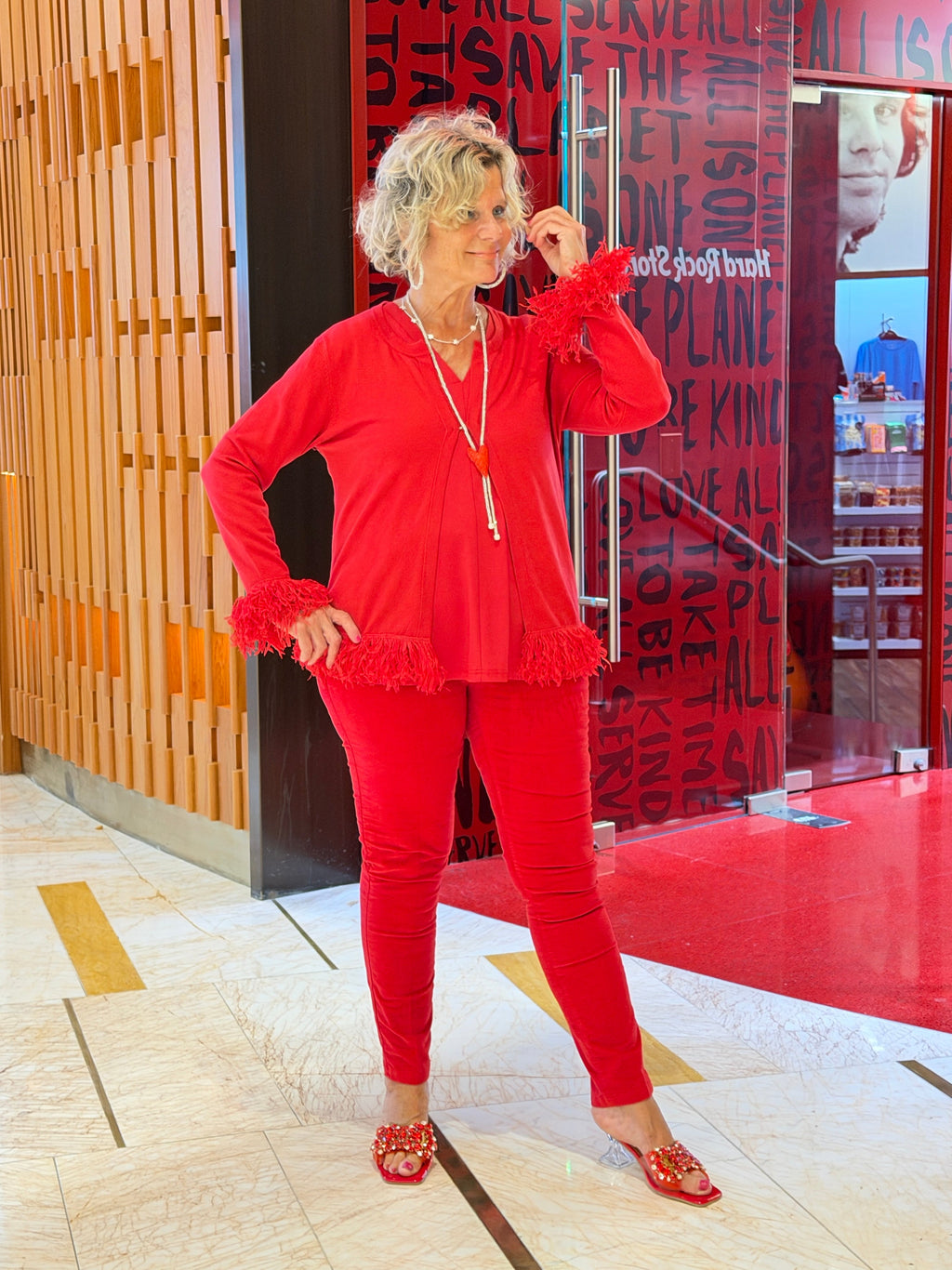 LULU-B RED VELOUR PANTS