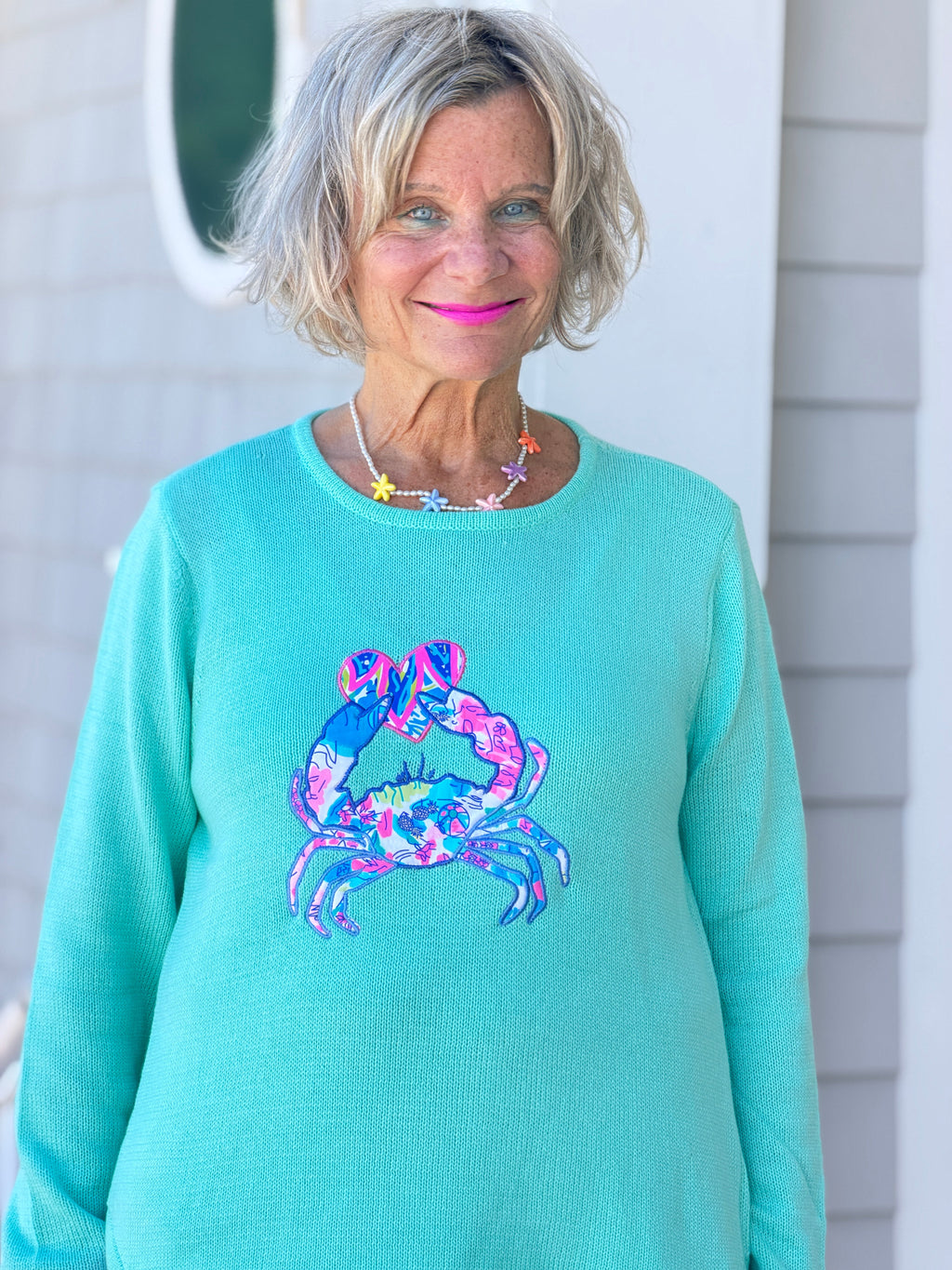 BEACH CLUB SEAFOAM CRAB SWEATER