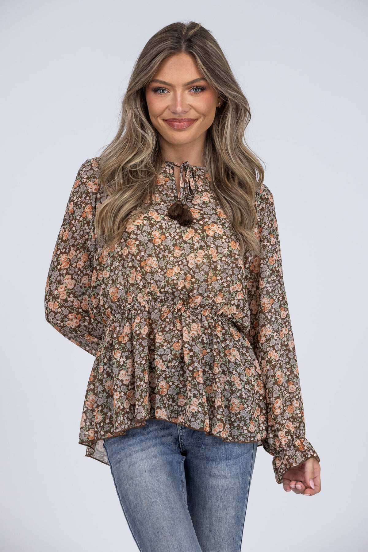 Talk To Me Women's Flare Ruffle Long Sleeve Top