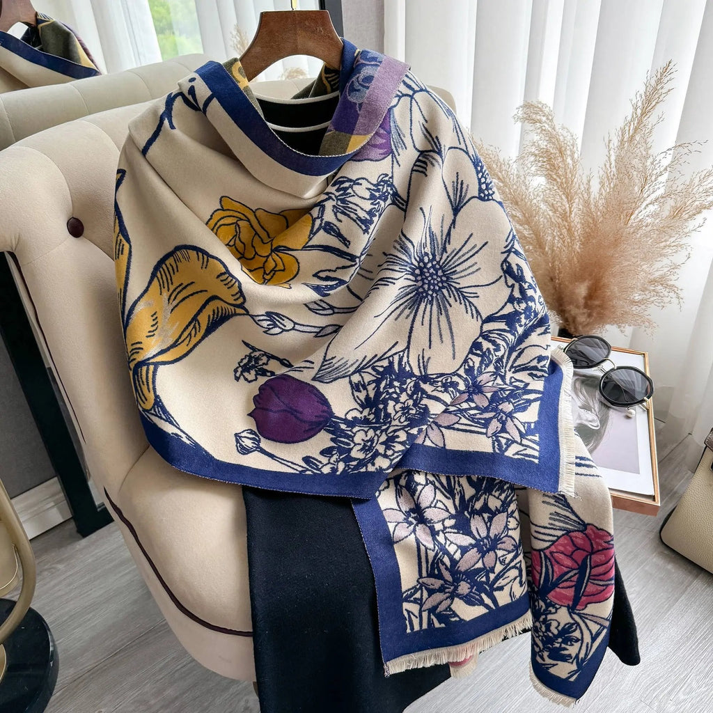 Blue / Yellow Floral Fields Reversible Wrap