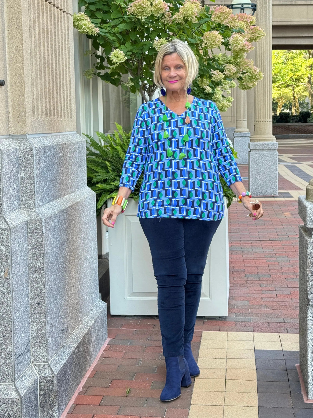 Lulu B Seaport Geo V-Neck Top