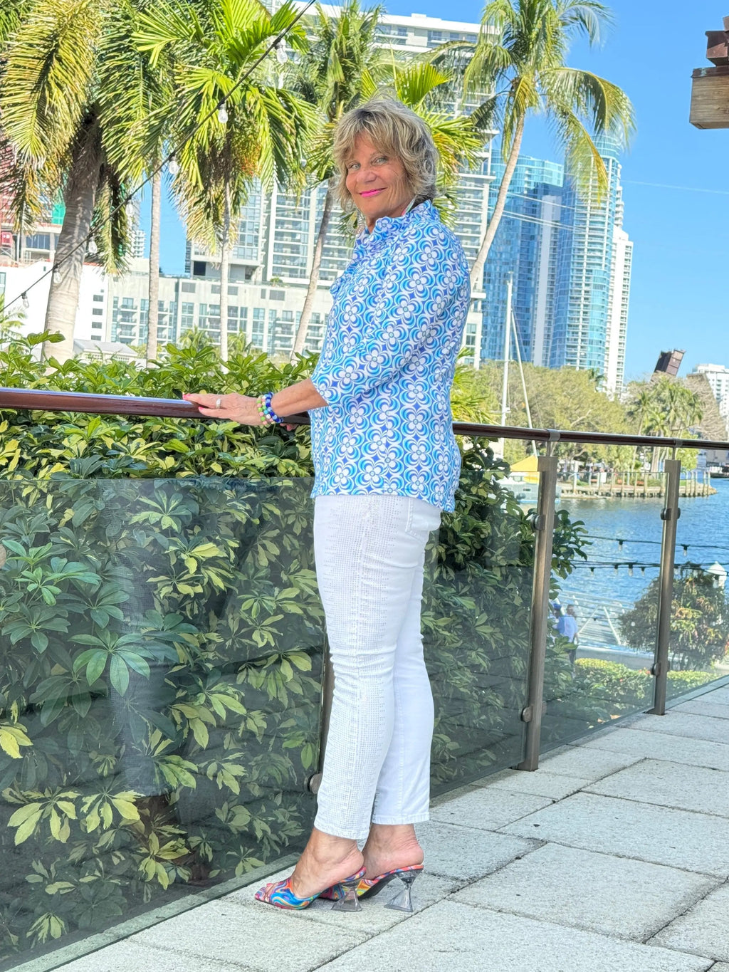 LULU B COASTAL BLOOM RUFFLE TOP