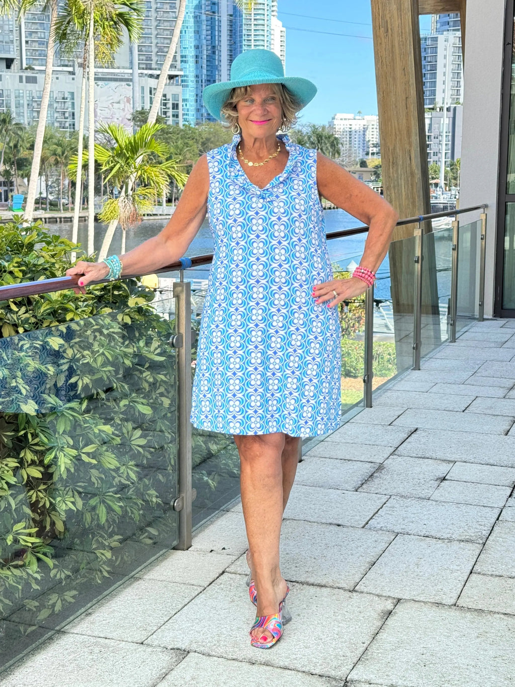 LULU B COASTAL BLOOM RUFFLE DRESS