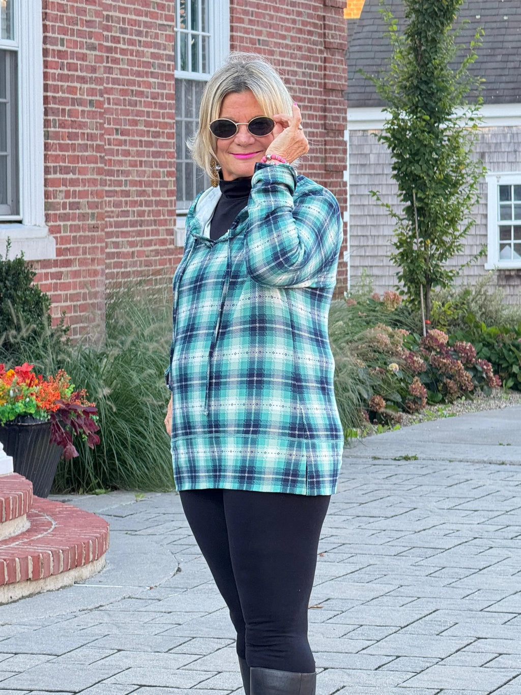 GREEN PLAID HOODIE