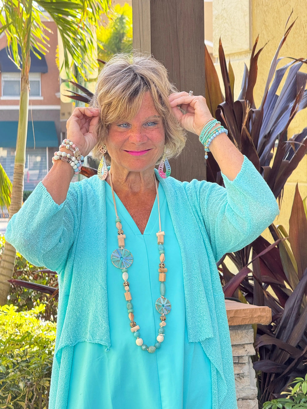 AQUA MESH RUFFLE WRAP