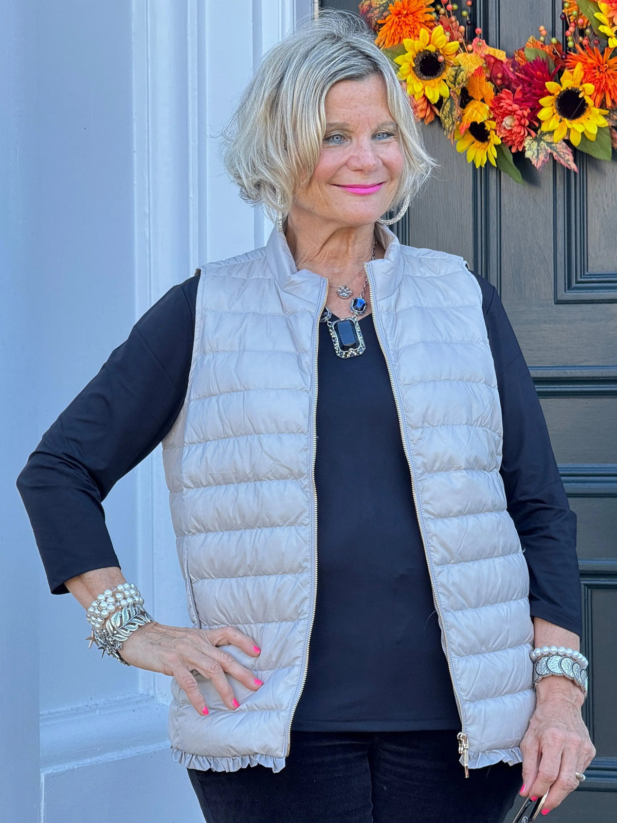 LULU-B SILVER SHORT PUFFER VEST
