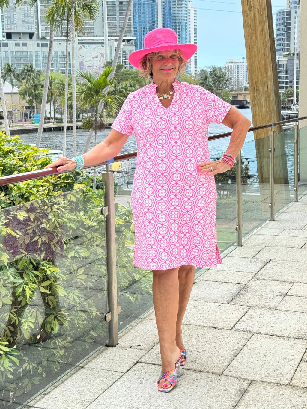 LULU B TROPIC PETALS SHORT SLEEVE DRESS