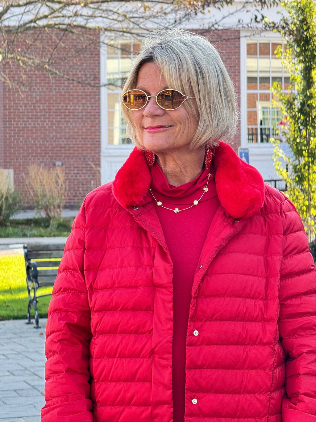 LULU-B PUFFER DOWN RED FAUX FUR JACKET