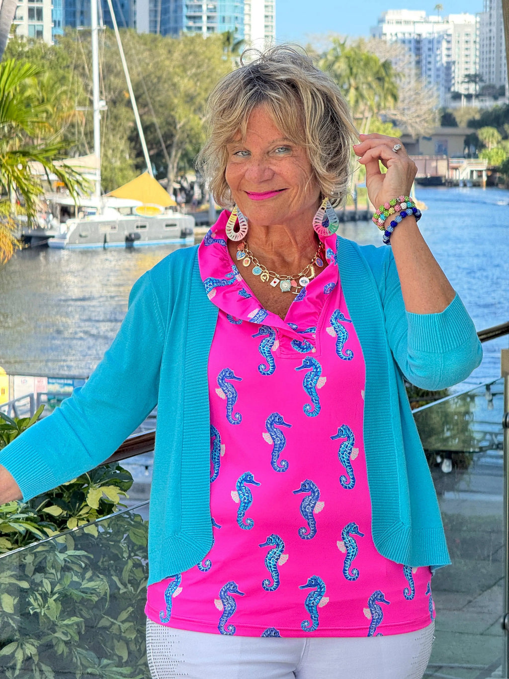 LULU B SEAHORSE BAY SLEEVELESS RUFFLE TOP