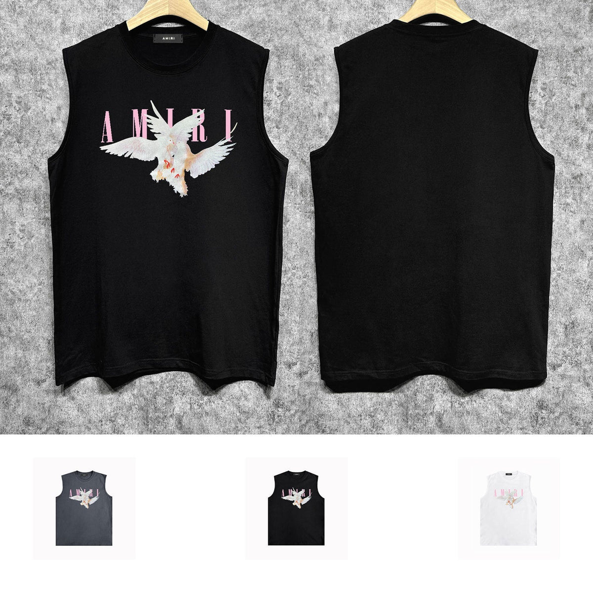 Amiri tank top pink peace dove printing