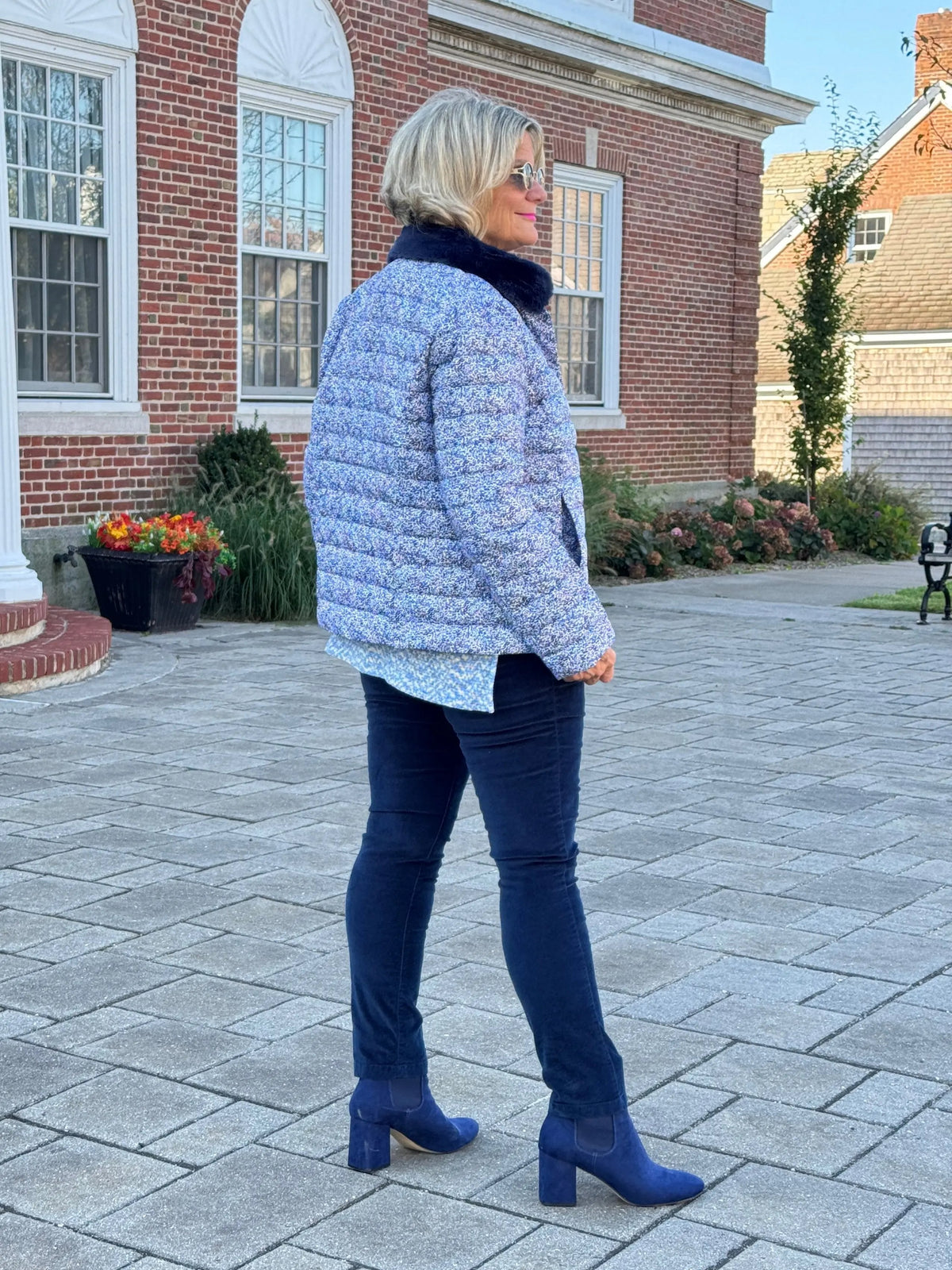 LULU-B AUBREY NAVY FAUX FUR JACKET