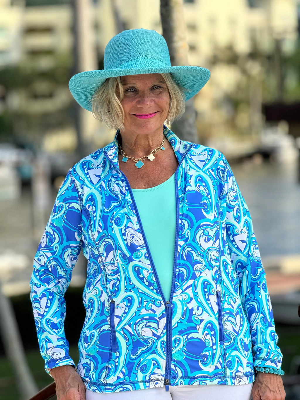 BLUE DREAMING HEARTS FULL ZIPPER