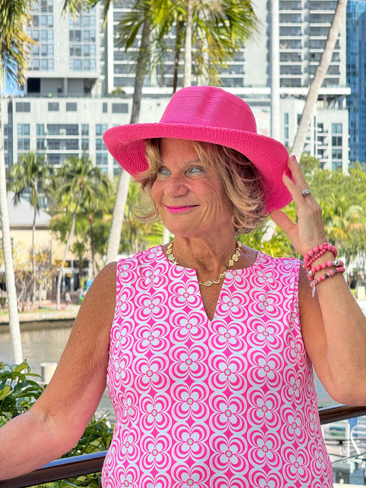 LULU B TROPIC PETALS SLEEVELESS V NECK TOP