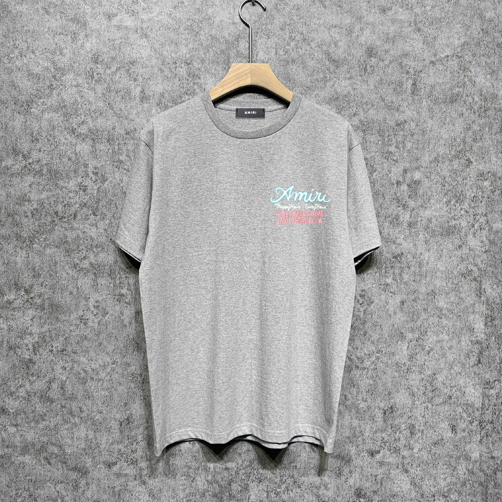 Amiri t shirts wine glass letterprinting short sleeves