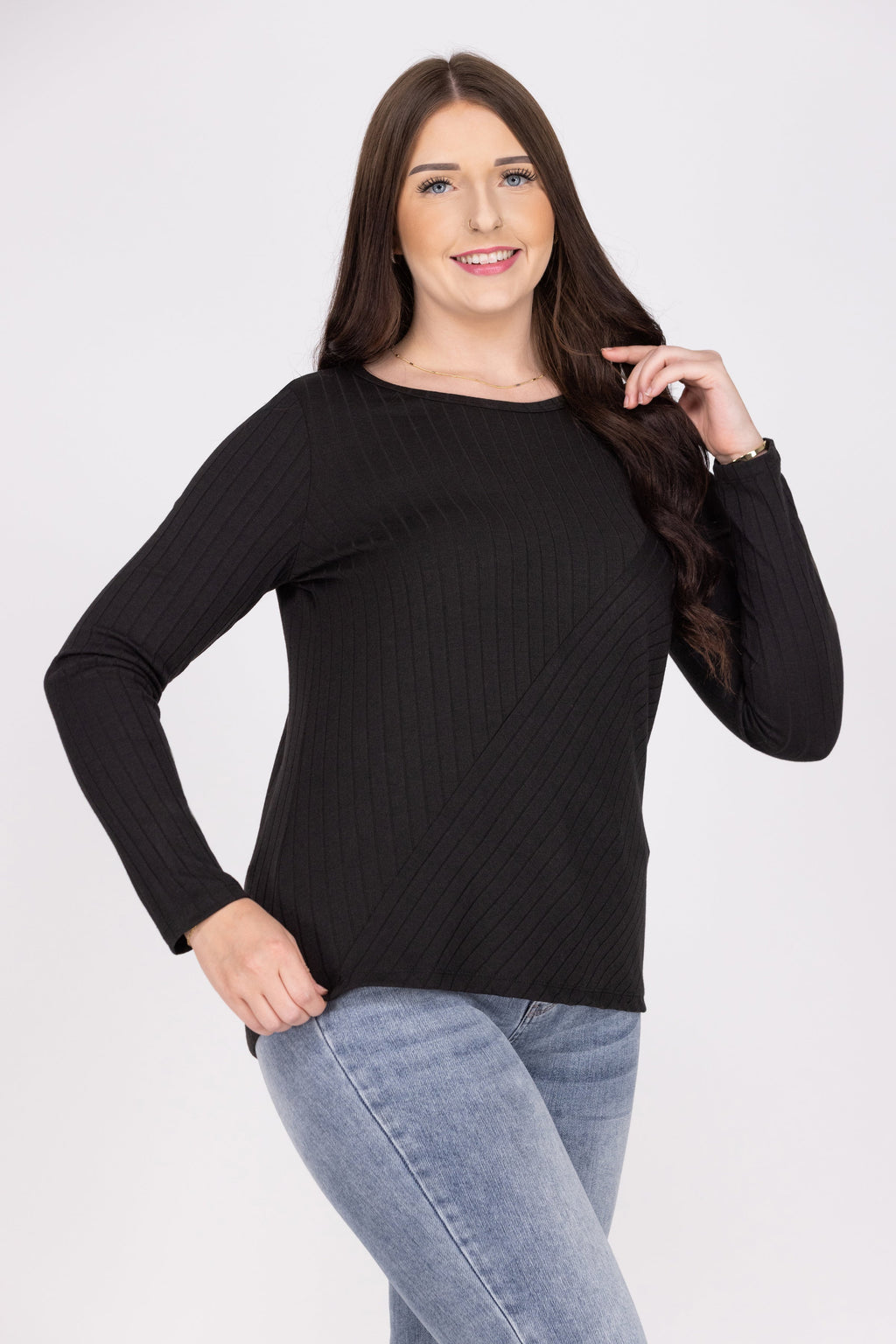 Two Of Us Women's Textured Long Sleeve Top