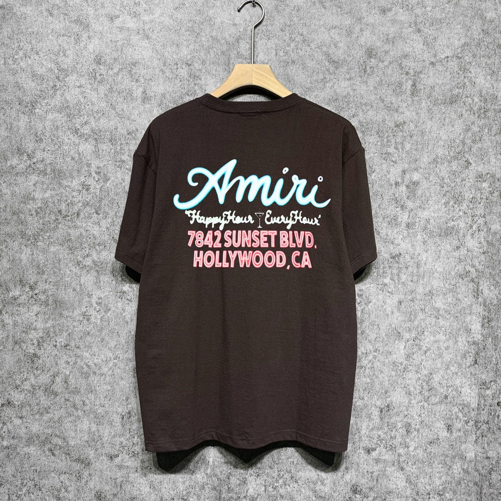 Amiri t shirts wine glass letterprinting short sleeves