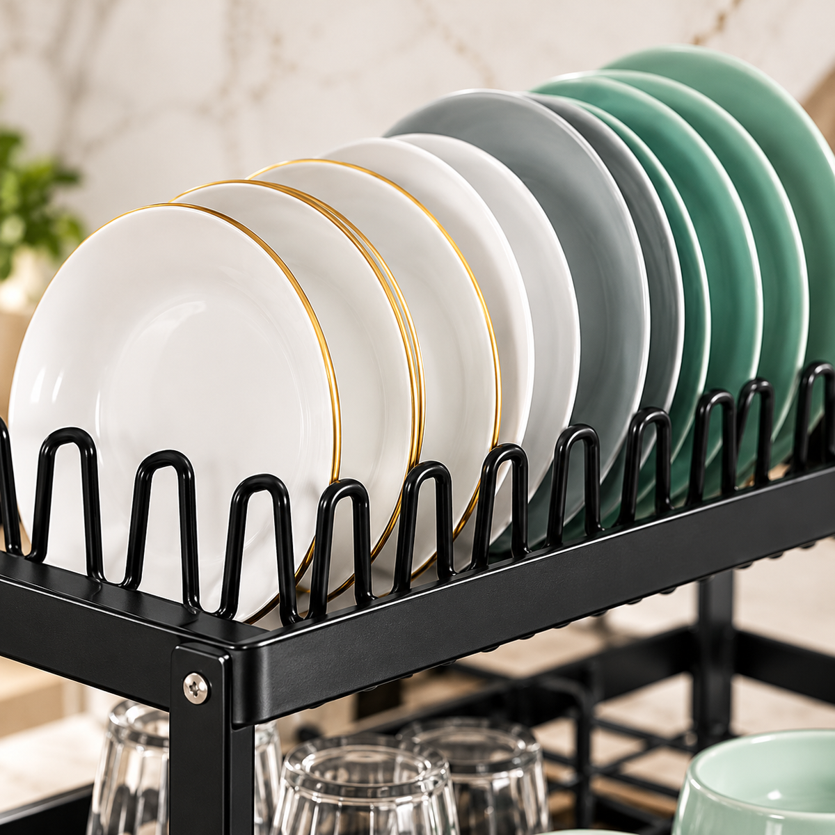 Large Capacity Kitchen Organizer with Drainage Tray
