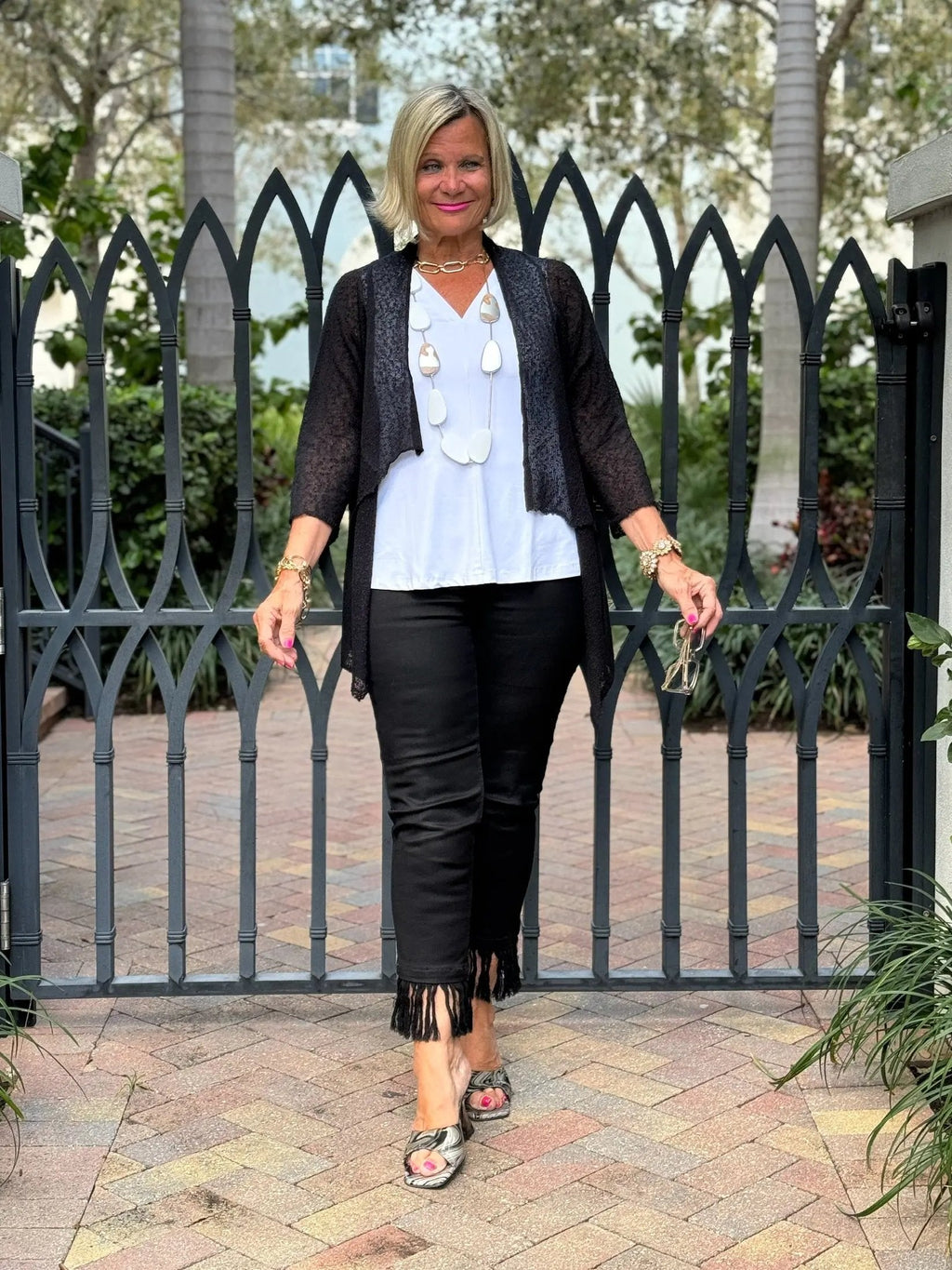 LULU-B BLACK MESH RUFFLE WRAP
