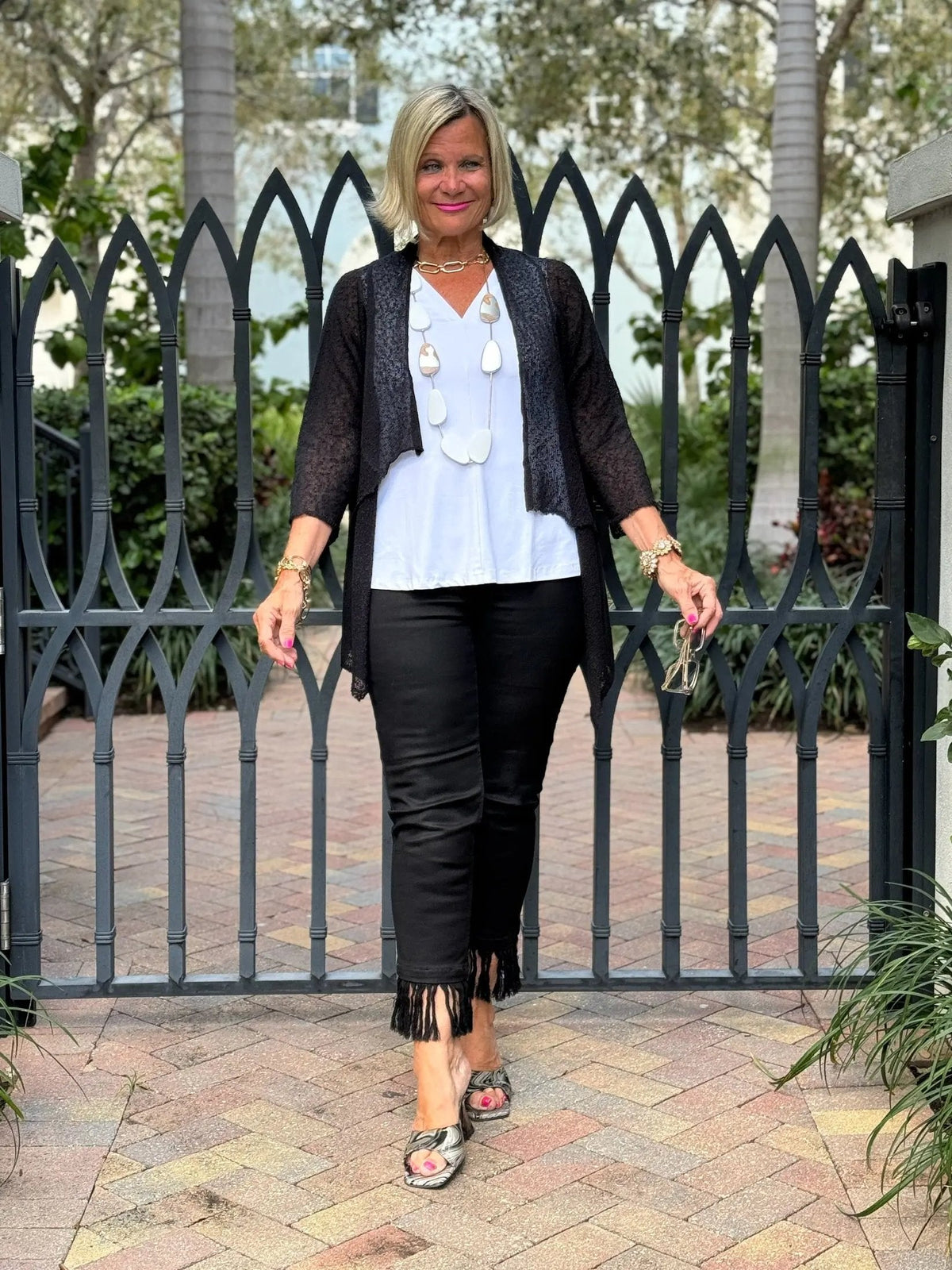 LULU-B BLACK MESH RUFFLE WRAP