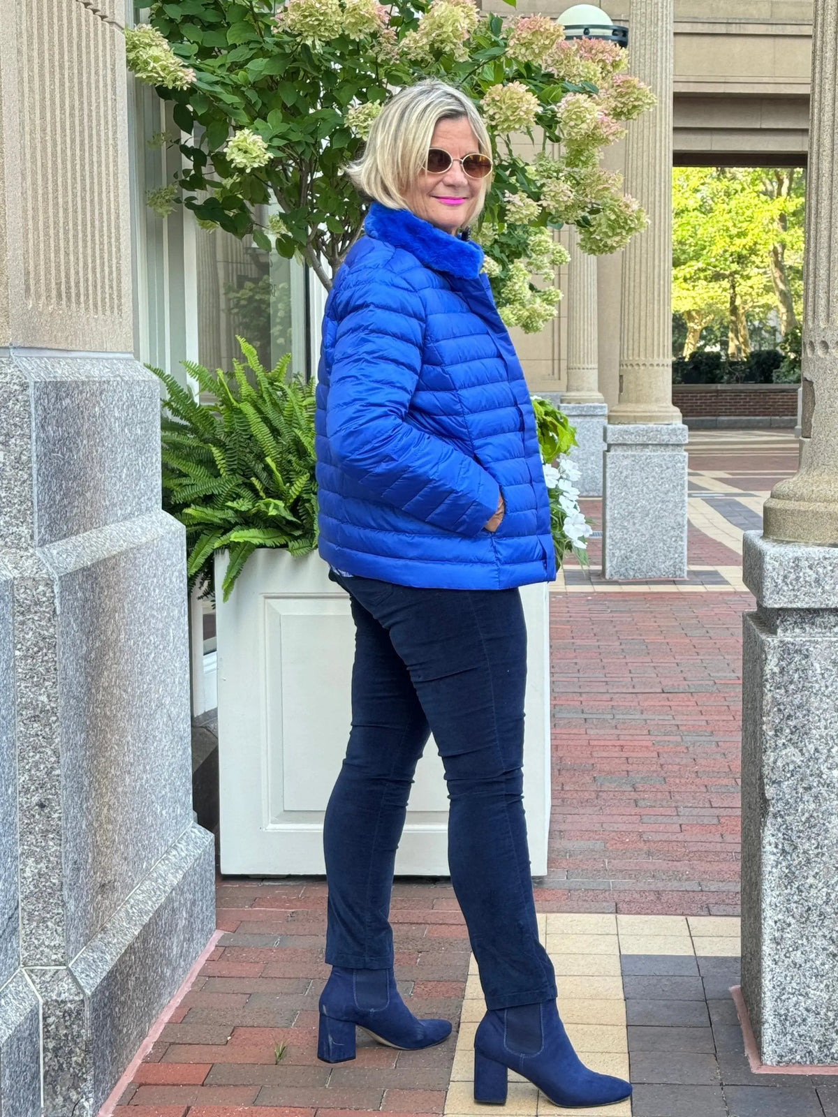LULLU-B COBALT FAUX FUR PUFFER