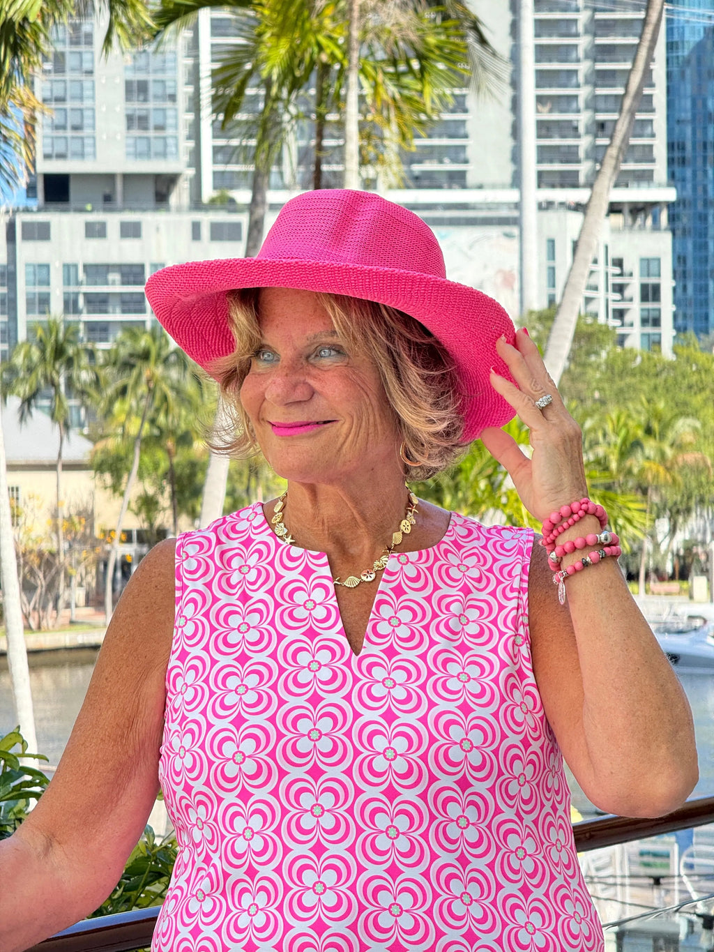 LULU B TROPIC PETALS SLEEVELESS V NECK TOP
