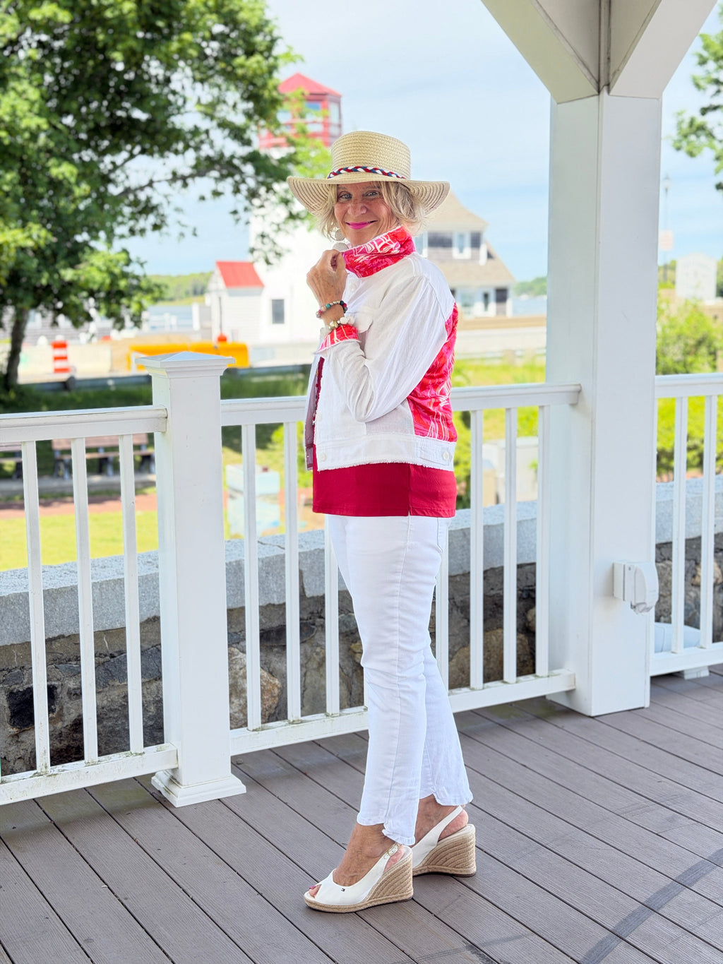 HARBOR LIGHTS RED LINEN JACKET