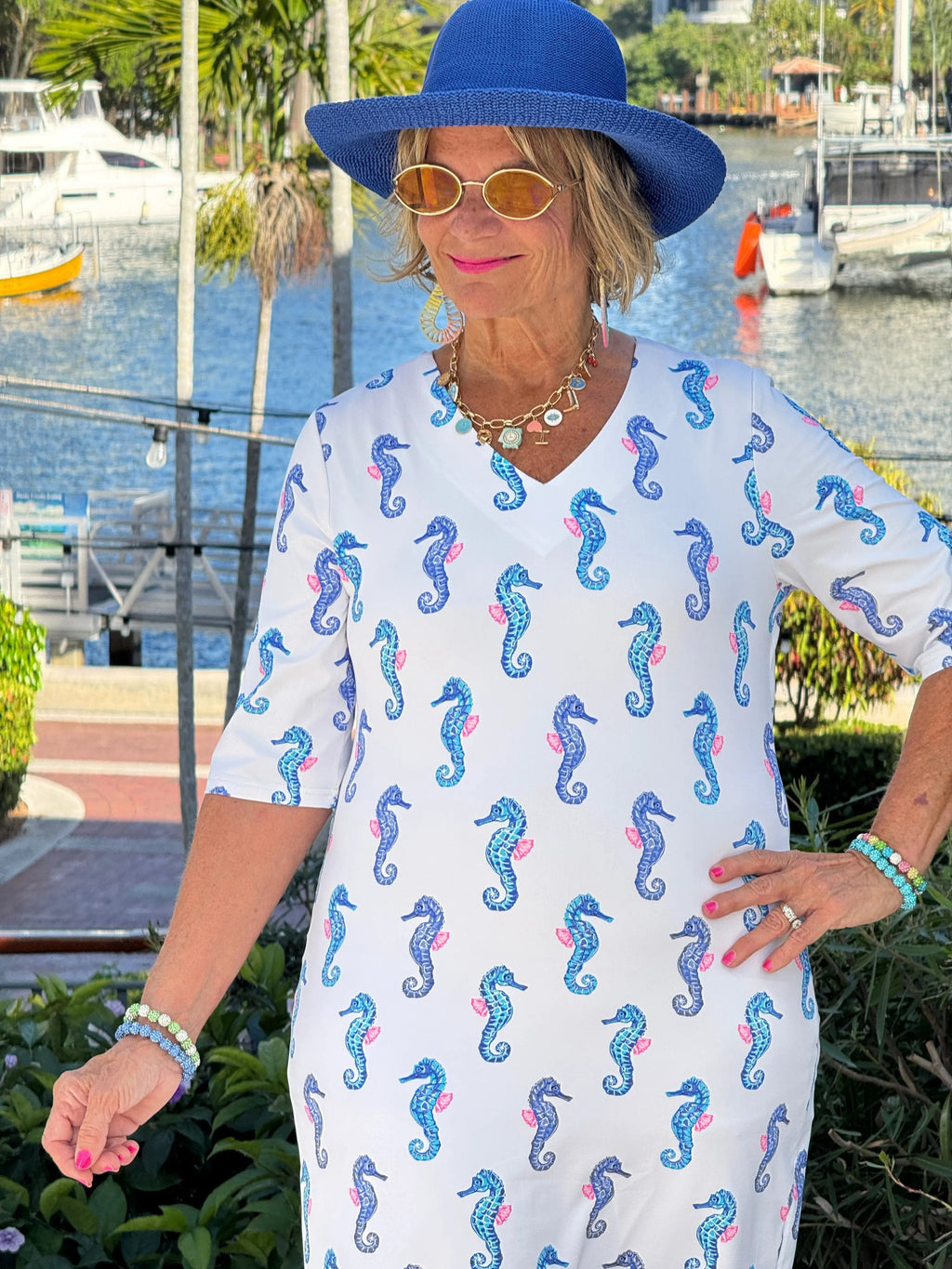 LULU B SHORELINE CHARM ELBOW SLEEVE DRESS