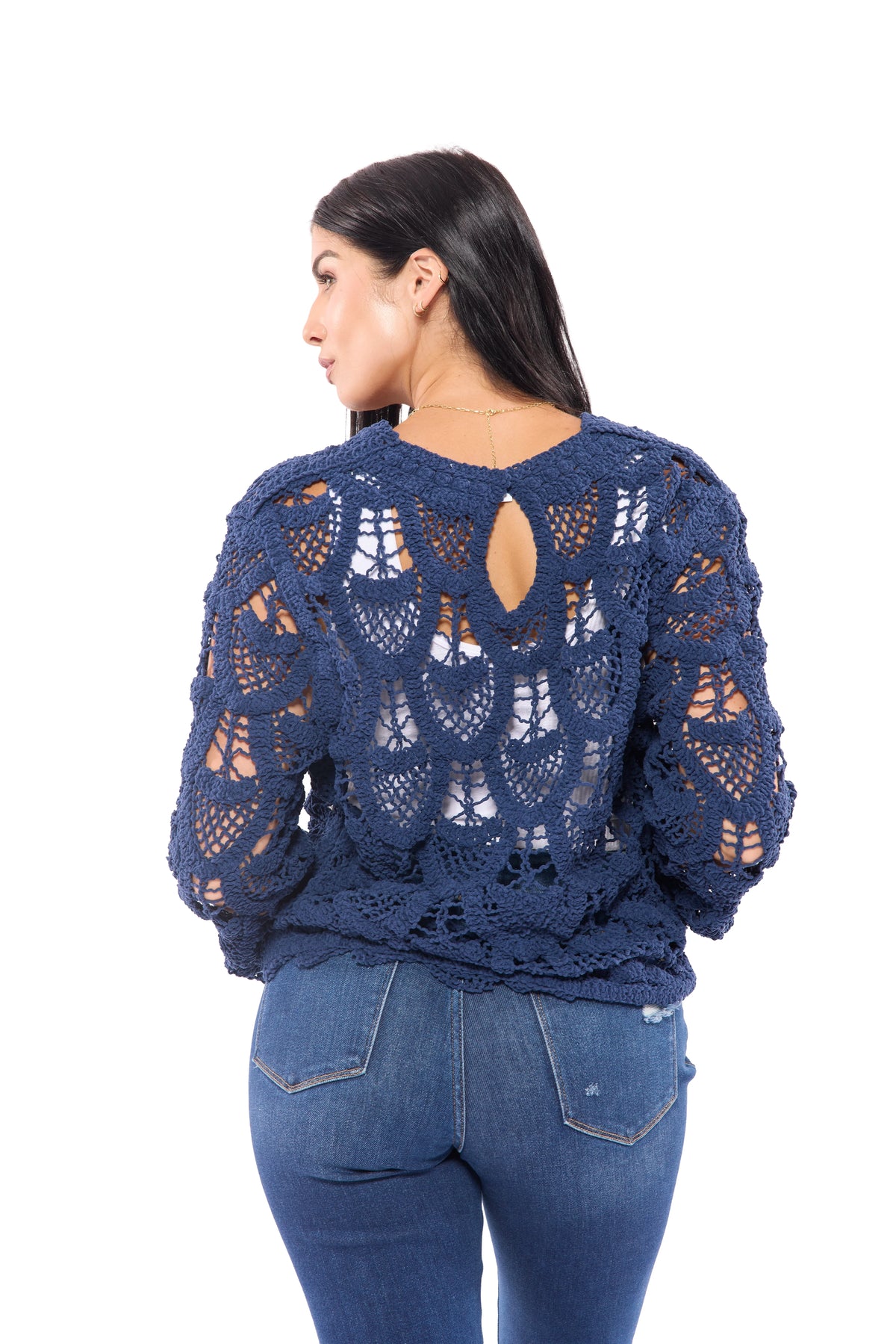 ALB Exclusive Crochet Into The Night Women's Textured Long Sleeve Top