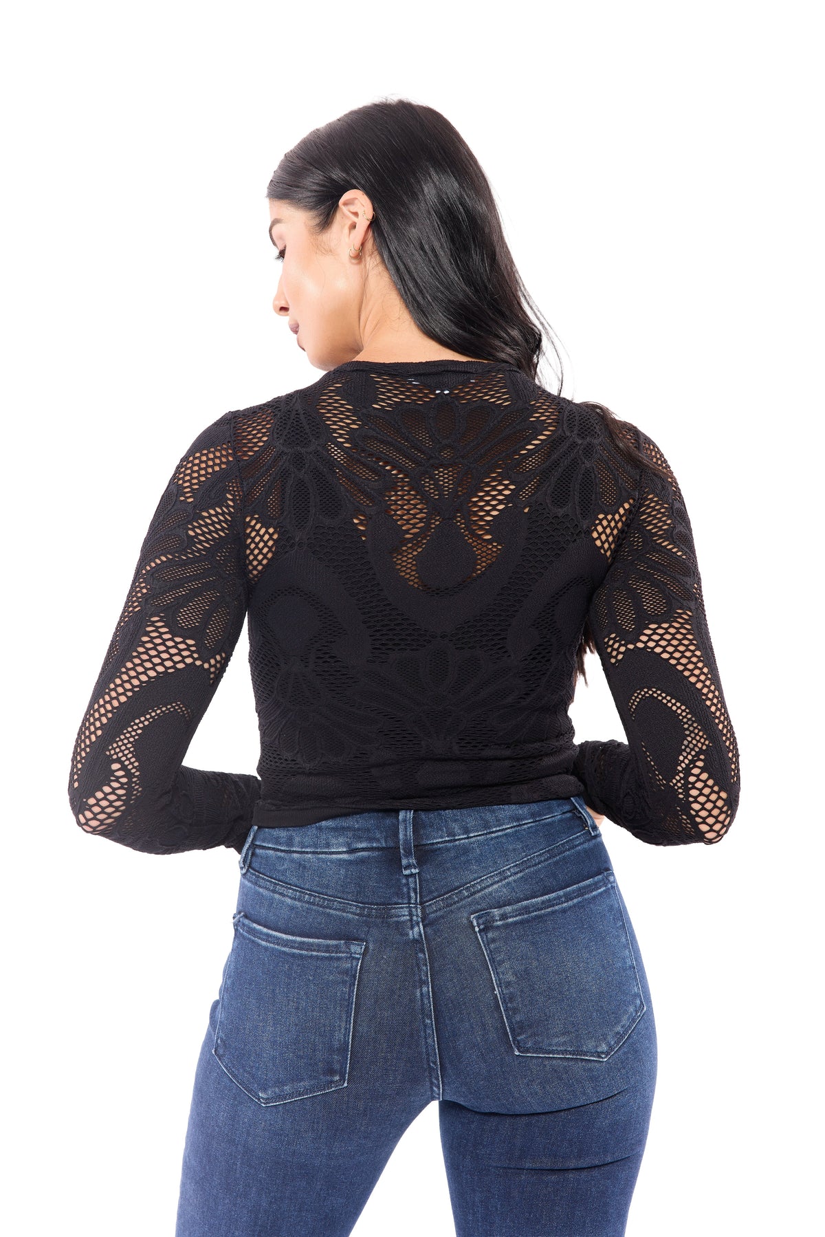 Women's Fishnet Layering Long Sleeve Top
