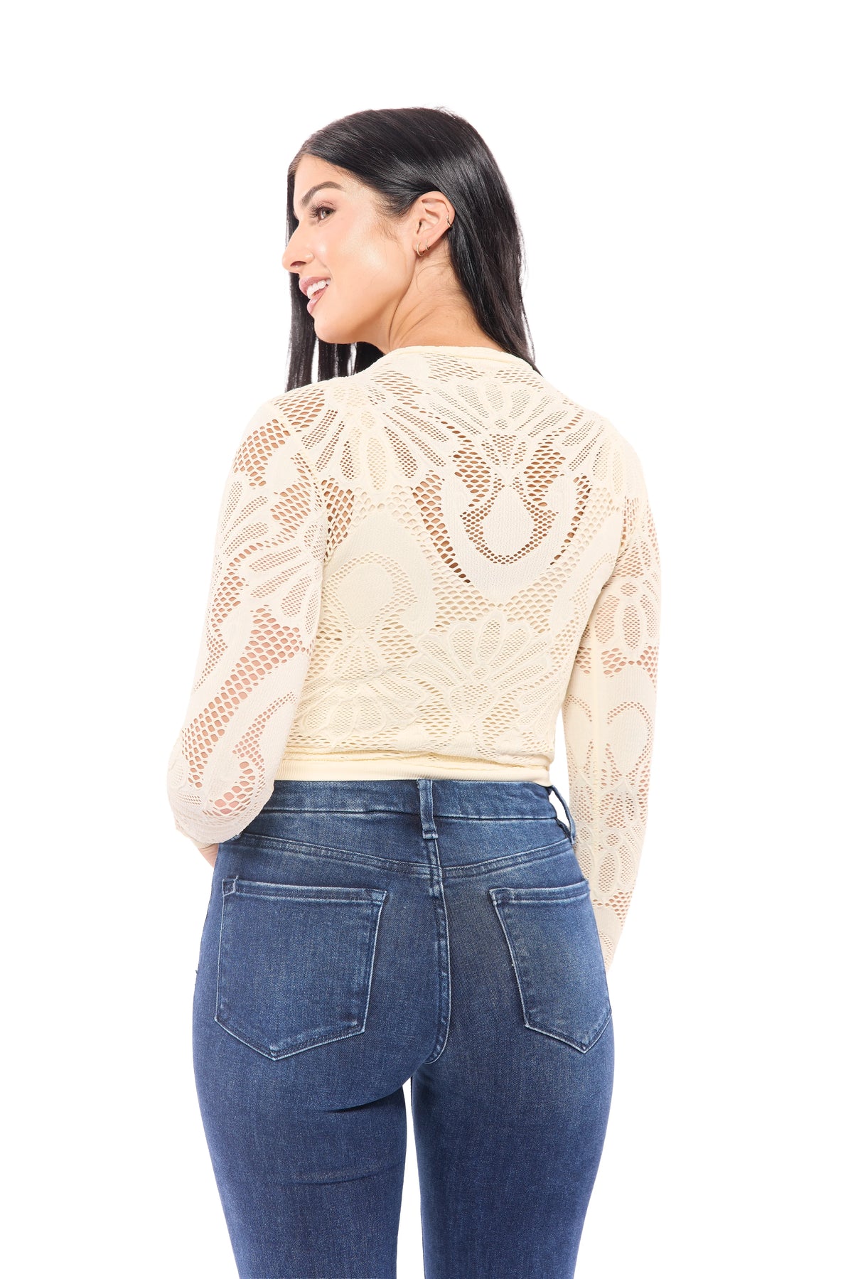 Women's Fishnet Layering Long Sleeve Top