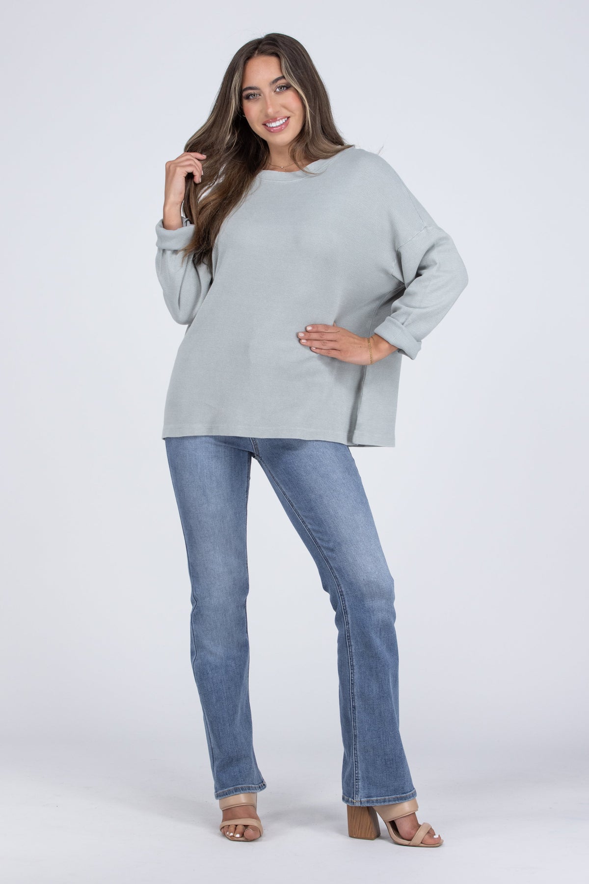 Premium So Breezy Women's Waffle Knit Long Sleeve Top