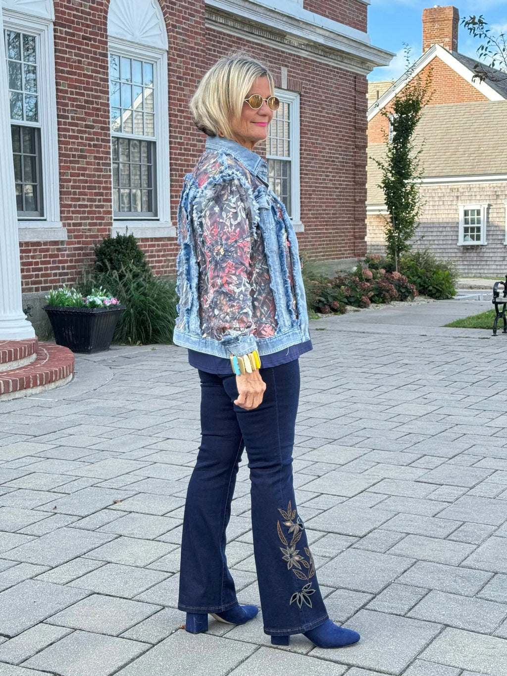 Ethyl Denim & Floral Insert Coat - Virtue