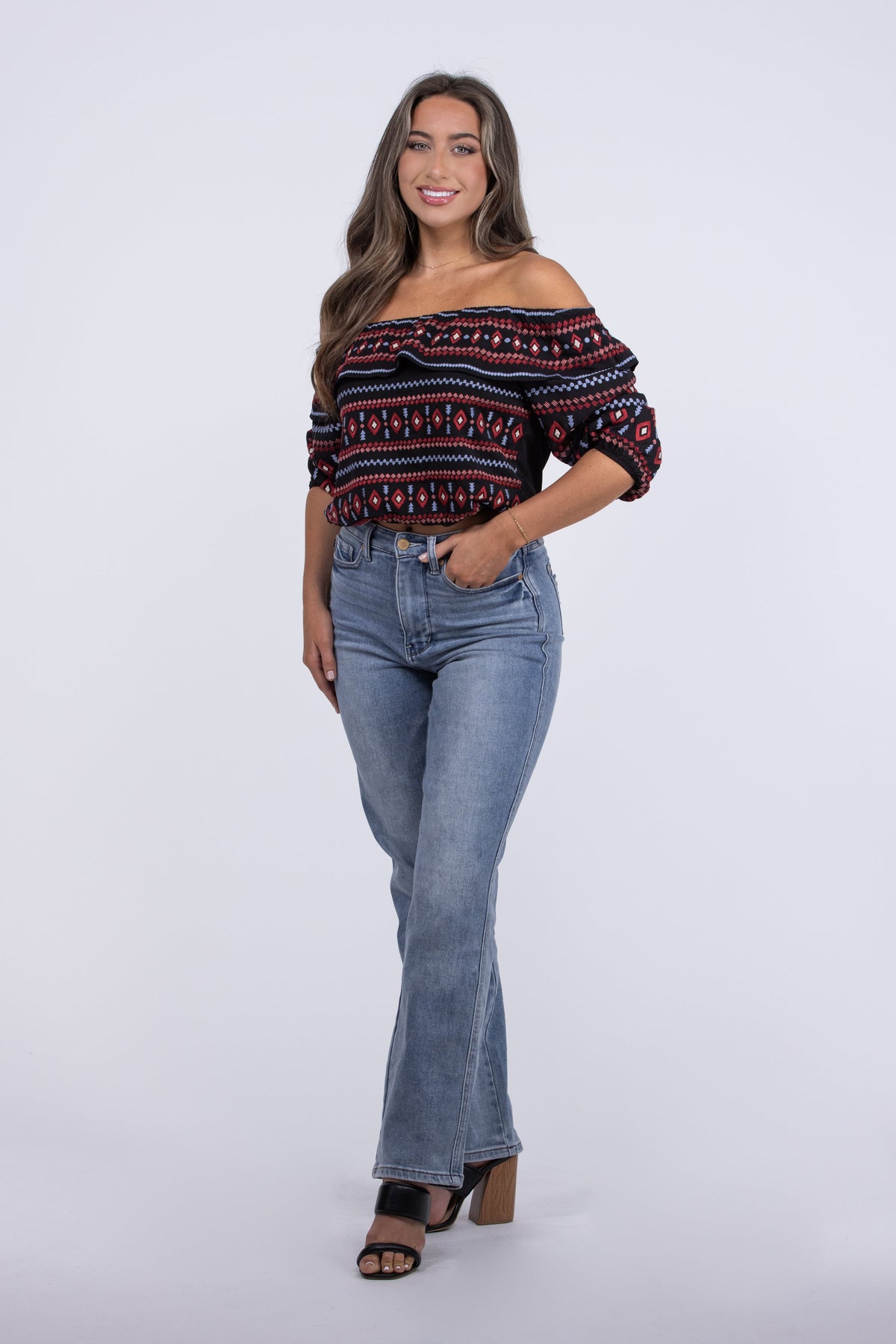 Midnight Romance Women's Off The Shoulder Cropped Top