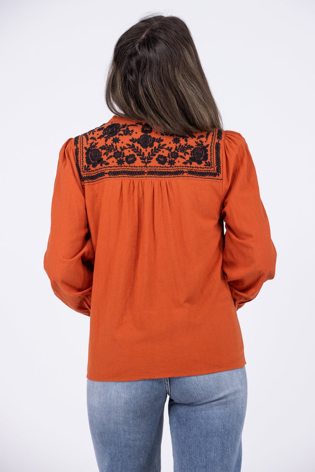 Flowers of the Desert Women's Embroidered Floral Long Sleeve Top
