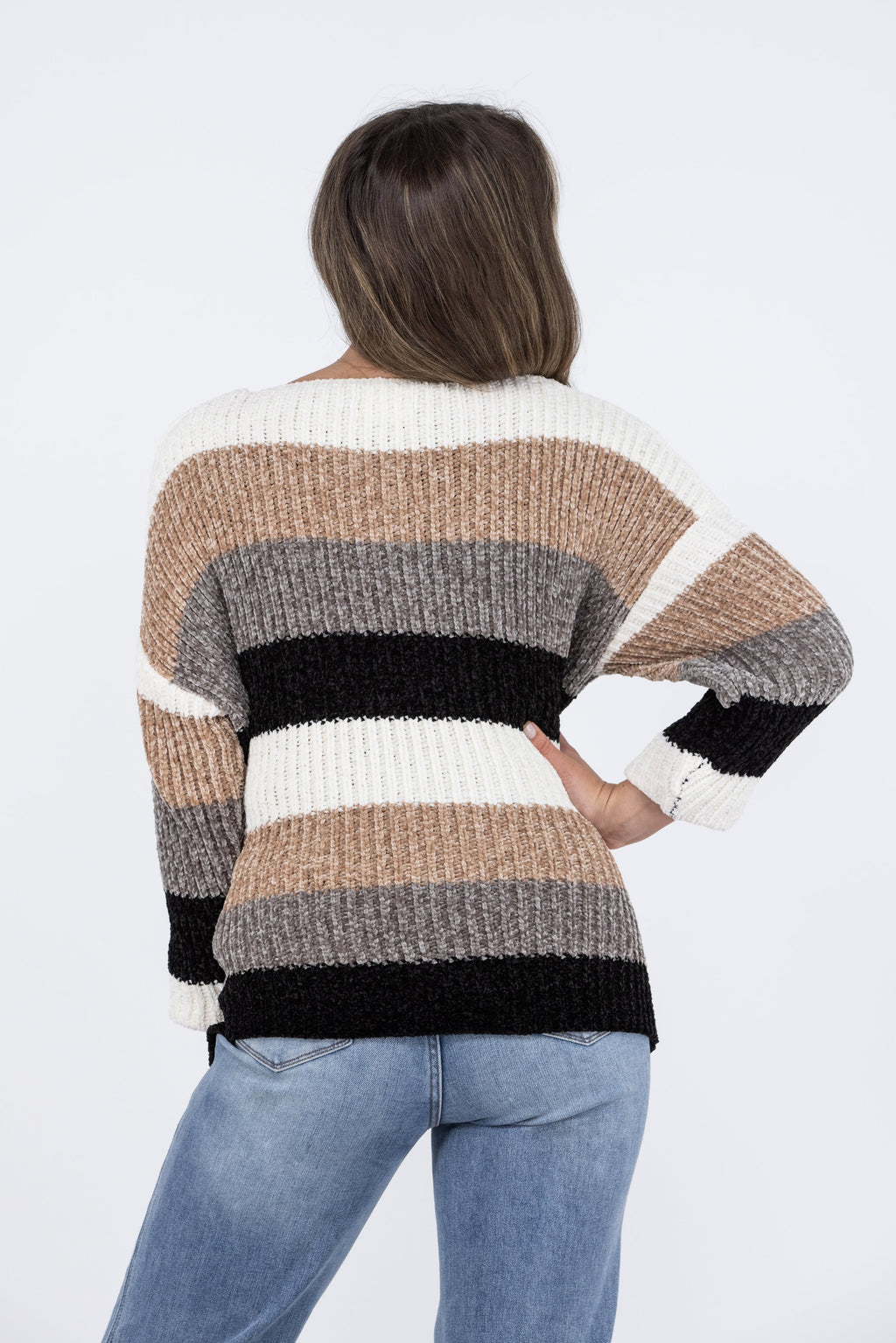 Let's Cuddle Women's Striped Knit Pullover Sweater