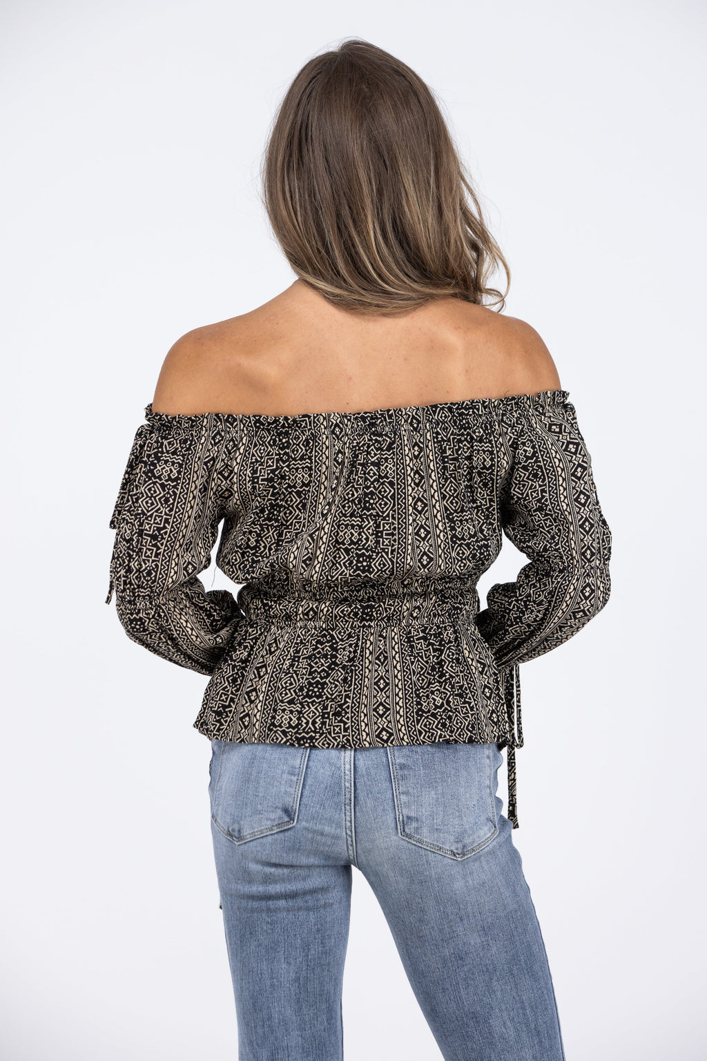 Sweet As Aztec Women's Off The Shoulder Long Sleeve Top